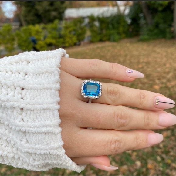 FREE SHIPPING *NEW 925 Silver Ring Aquamarine - Picture 8 of 9